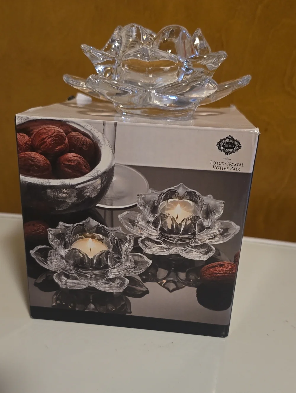 SHAN Clear Crystal Lotus Votive Holder - Transparent